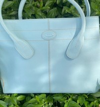 Tod’s Leather Purse Bag Light Blue Aqua New Handles Pebble Leather Itali... - £583.50 GBP