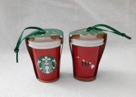 2016 Pair of Starbucks Christmas Ornaments ~ Hawaii ~ Ceramic Red Cup NI... - £22.53 GBP