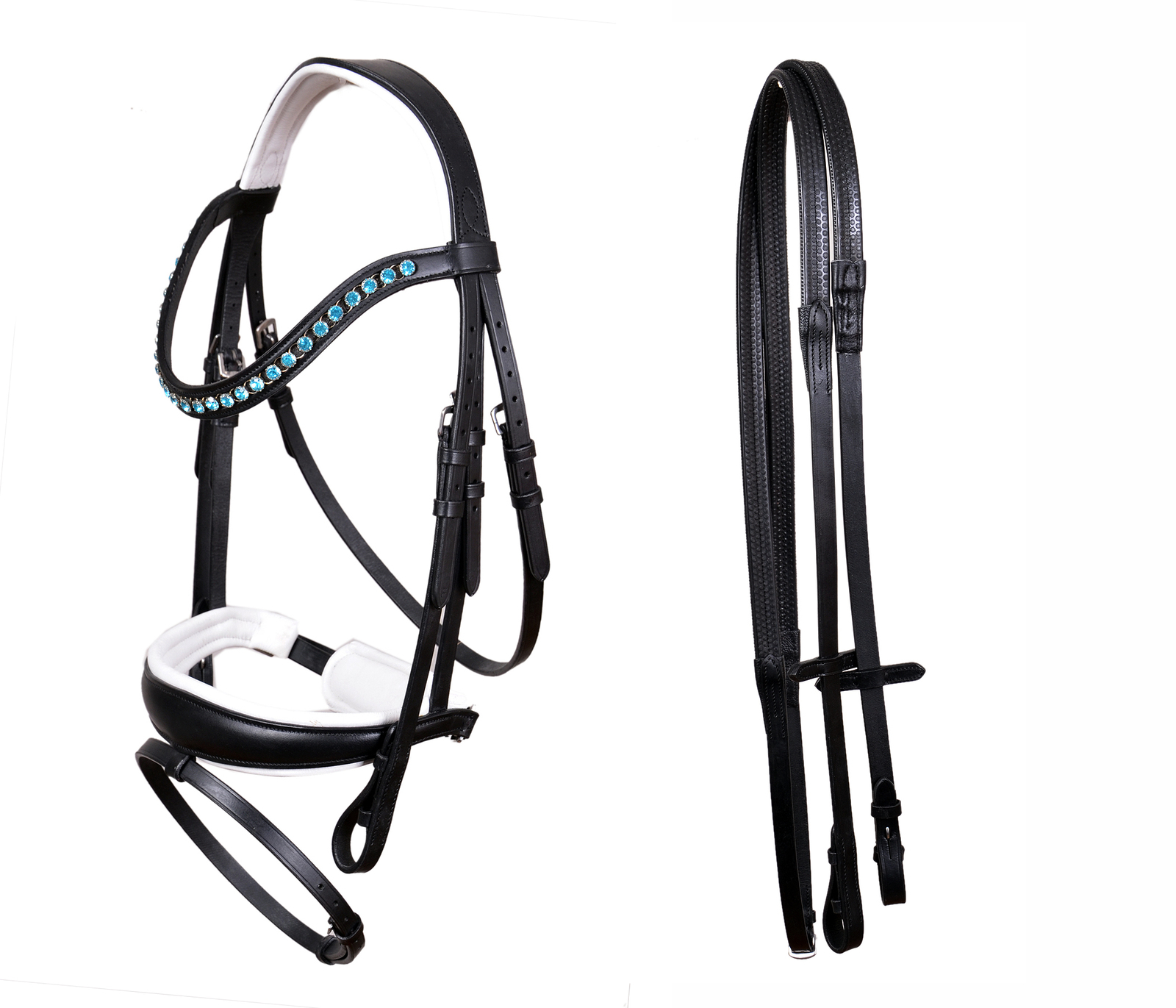 Horse English All-Purpose Pleasure Padded Leather Bridle w/ Reins 803HI4... - $59.39