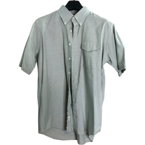 L.L. Bean Men's Short Sleeved Shirt Green Checked Men's Cotton Poly Blend Sz 17 - £16.85 GBP