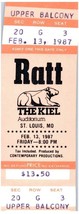 Vintage Ratt Ticket Stumpf Februar 13 1987 St.Louis MO Ungebraucht - £34.35 GBP