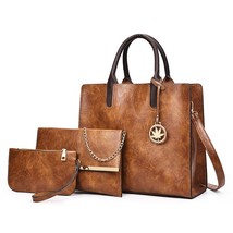 3PCS Women&#39;s Bag Set Fashion PU Leather Ladies Handbag Solid Color Messenger Bag - £95.11 GBP