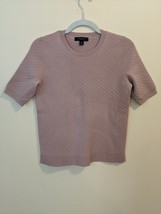 Ann Taylor Petite Size Medium Beige Sweater Short Sleeve Woven Design Cl... - £10.98 GBP