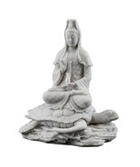 KWAN YIN RISING FROM THE SEA STATUE Quan Yin Buddha Goddess White Marble... - $43.96