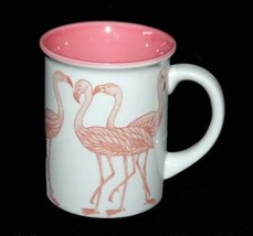 VTG Wraparound Lightly Embossed Flamingos PInk Interior Mug Used? - £13.58 GBP