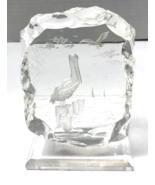 1980s REVERSE CARVED LUCITE PELICAN Sculpture Ocean Boats Marisa Wald - $376.33 MXN