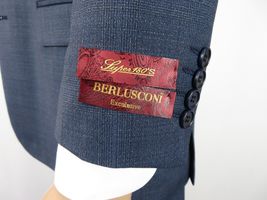 Men Suit BERLUSCONI Turkey 100% Soft Italian Wool Super 180's #Ber27 Navy Blue image 10