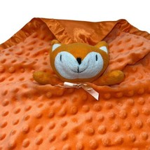 Orange Fox Lovey Plush Fleece Minky Dots Satin Stuffed Baby Toy 16  x 16 Square - £10.90 GBP