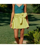 Anthropologie Maeve Lime Bow Tie Waist Mini Skirt Size XS NWOT - $39.27