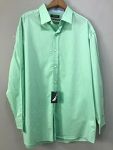 Nautica Mens Green Cotton Button-Front Dress Shirt NWT Size 17 32/33 - £18.76 GBP