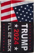 K&#39;s Novelties 12X18 Trump 2024 I&#39;ll BE Back Black Garden Pole Sleeve House Flag  - £6.22 GBP