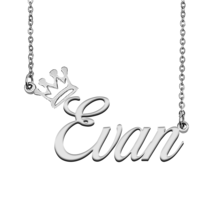 Evan Name Necklace Tag with Crown for Best Friends Birthday Party Gift - £13.11 GBP