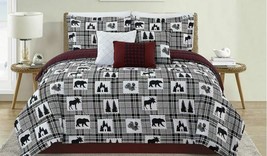 Cabin Pine Bear Lodge Wildlife 7 Piece Bed In A Bag Comforter Sets, Choice - NEW - £58.49 GBP+