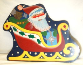 Rustic Heavy Metal Christmas Santa&#39;s Sleigh Sign Hand Painted Barn Find - £31.57 GBP