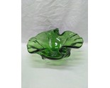 Vintage MCM Emerald Green Glass Bowl Serving Dish 8&quot; - $49.49