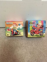 VINTAGE WIND-UP CLOWN TRICYCLE AND BOYS TRICYCLE MECHANICAL BOXES ONLY - £12.54 GBP