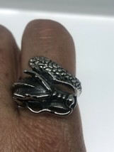 Men Vintage Retro Dragon Carved Stainless Steel Ring Band Size 8 - £31.58 GBP