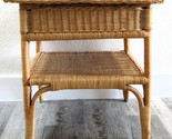 Vintage French Country Wicker End Table Side Table with Bottom Shelf - $296.01