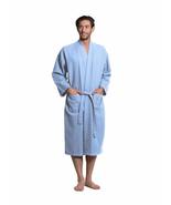 Turkuoise Men&#39;s Premium Cotton Lightweight Spa Bathrobe Light Blue XX Large - $50.17 CAD