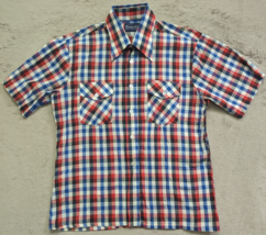 Hunter Hill Men&#39;s Vintage 60s Button Up Multicolor Short Sleeve Shirt Si... - $32.44