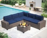 6 Pieces Outdoor Patio Furniture Set, Wicker Patio Conversation Set Sect... - $908.99