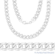 Italy 925 Sterling Silver 5.1mm DCut Pave Curb Cuban Link Italian Chain Necklace - £40.11 GBP+