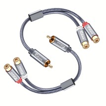 Rca Splitter Cable, 2-Pack Rca Y Cable Nylon Braided Rca Splitter 1 Male 2 Femal - £16.59 GBP