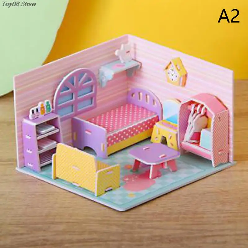 Dollhouse Miniature 3D Girls Room Shop Handmade Toys Diy Mini Wooden Dollhouse - £8.39 GBP