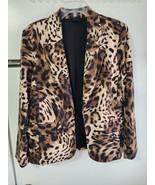 Leopard Animal Print Fully Lined By Investment Open Front Career Jacket 12 - $38.41 CAD