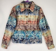 Coldwater Creek Jacket Womens Medium Rainbow Paisley Grannycore Vintage ... - $47.51