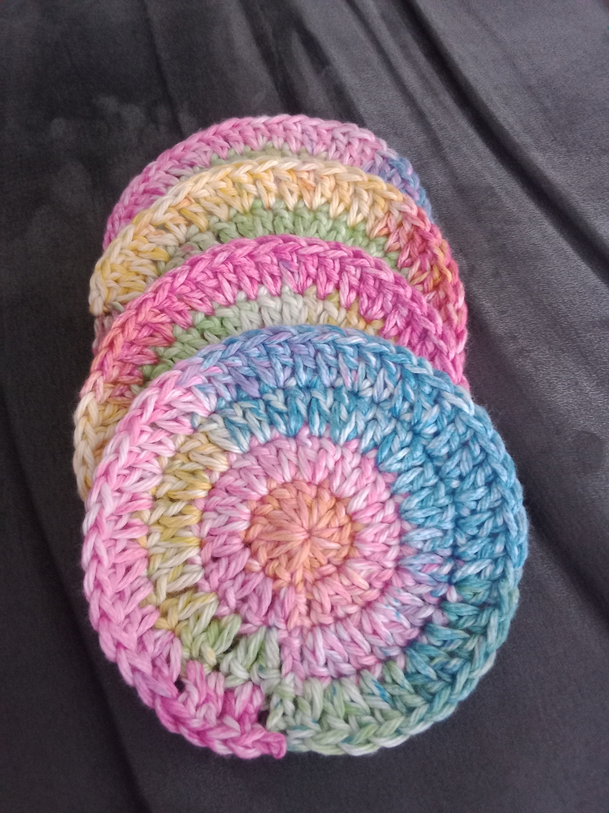 Handmade Crochet Round Multi-Color Coasters Set of 4 - $20.00