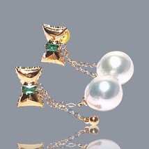 Sparkling Round 10.5 - 11mm Edison Cultured Silver White Pearl Dangle Earrings - $42.07