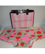 VICTORIA&#39;S SECRET &quot;PINK&quot; LOGO BOYSHORT PANTY GREY W/ ALL OVER STRAWBERRI... - $244.82 MXN