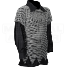 Xxl Size Butted Aluminum Chain Mail Shirt Medieval Haubergeon Halloween Gift - £63.85 GBP