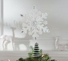 Bethlehem Lights 13&quot; Metallic Snowflake Tree Topper - £23.18 GBP