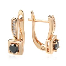 New Simple Natural Zircon Square Earrings for Women Daily Fine Jewelry 585 Rose  - £7.06 GBP