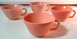 4 Vintage Hazel Atlas Pastel Pink Coffee/Tea Cups/Mugs Modertone Platonite - £15.81 GBP