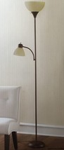 Tall Brown Modern Floor Lamp Reading Light Combo Living Room Home Office... - $26.70