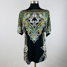 Dressbarn Womens Small S Colorful Boho Bohemian Print Cold Shoulder Tunic Top - £14.43 GBP