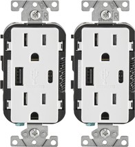 Leviton Decora Plus USB In-Wall charger Outlets - White M02-T5633-2BW Pack of 2 - $64.34