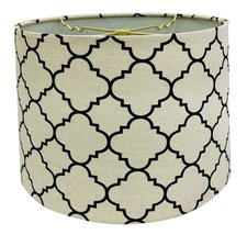 Royal Designs Shallow Drum Hardback Lamp Shade, Linen Eggshell and Black Mococca - £36.96 GBP+