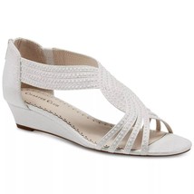 Charter Club Women Cross Strap Wedge Sandals Ginifur Size US 5M White Pearl - £19.03 GBP