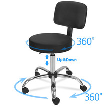 Rolling Bar Stool Adjustable Hydraulic Massage Spa Salon Chair With Back... - £66.04 GBP