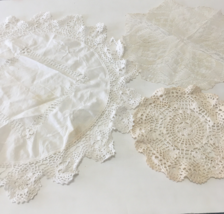 Vintage doilies lot fabric lace round doilies shabby chic home decor - $19.75