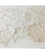 Vintage doilies lot fabric lace round doilies shabby chic home decor - $19.75
