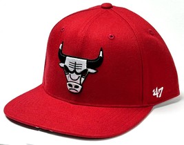 Chicago Bulls NBA &#39;47 Captain Red City White Logo Flat Hat Cap Adult Snapback - £21.23 GBP