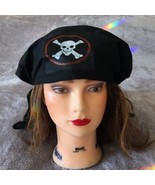 Halloween Black Pirate Hat  Costume Kids White Skull Crossbones  - £5.93 GBP