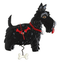 Allen Designs Black Scottie Dog Pendulum Wall Clock - £58.94 GBP