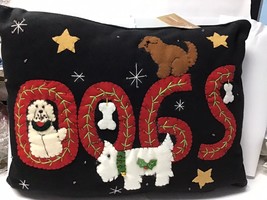 Seasons Designs black Christmas pillow with insert Dog A 15 1/2” x 11 1/2” - $669.41 MXN