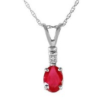 0.46 Carat 14K White Gold Pulse Natural Ruby Diamond Elegant Necklace 14&quot;-24&quot; - £237.69 GBP